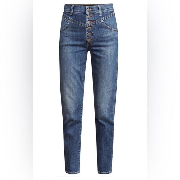 Veronica Beard Ryleigh Slim Straight High Rise Jean in Laguna Wash - Picture 11 of 11